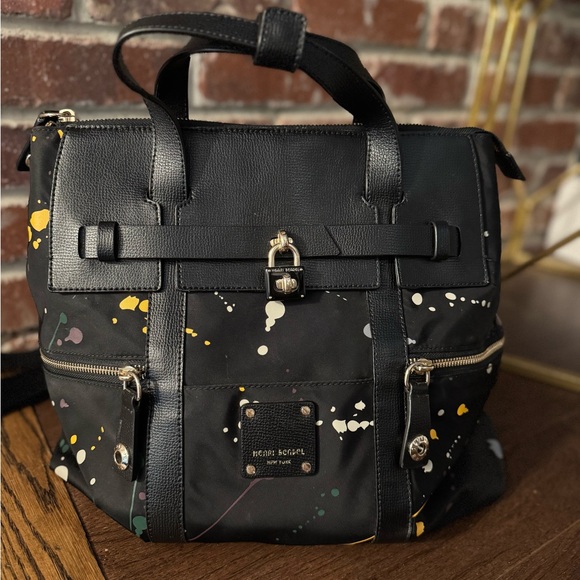 henri bendel Handbags - Henri Bendel Black Multicolor Splatter Backpack
